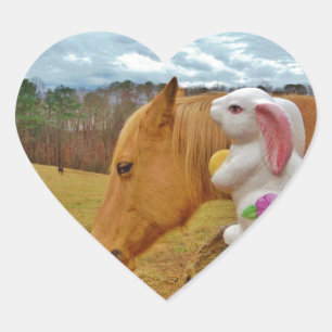 Yellow Horse, Spring Rabbit Heart Sticker