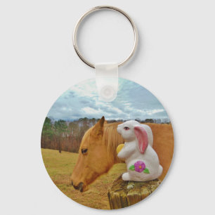 Yellow Horse, Spring Rabbit Key Ring