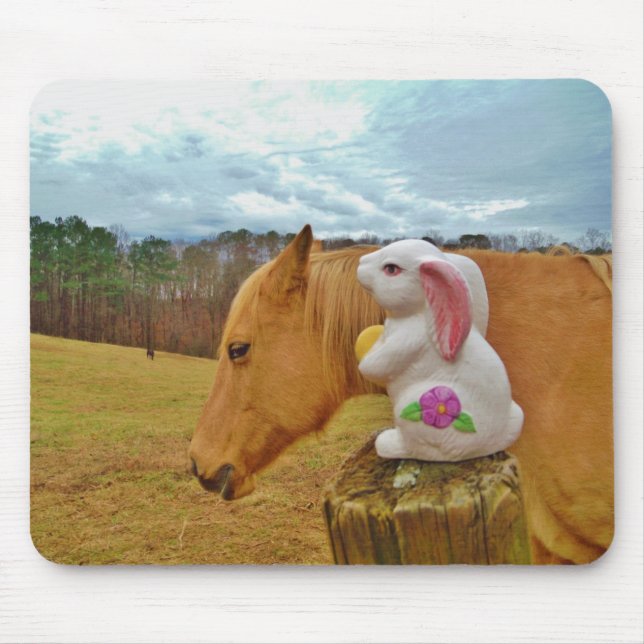 Yellow Horse, Spring Rabbit Mouse Mat (Front)