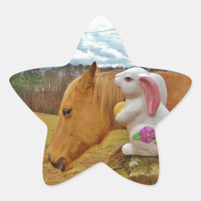 Yellow Horse, Spring Rabbit Star Sticker (Front)