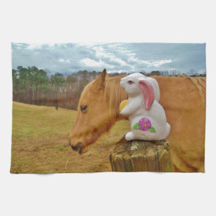 Yellow Horse, Spring Rabbit Tea Towel