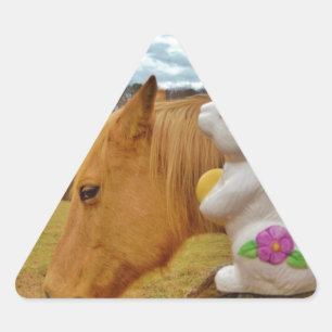 Yellow Horse, Spring Rabbit Triangle Sticker