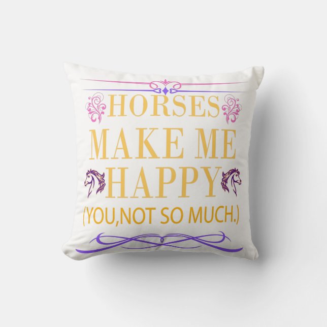 Yellow Horses Make Me Happy But You Not So Much  Cushion (Front)