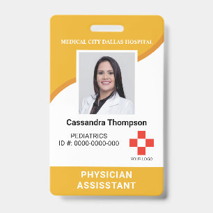 Yellow Hospital Employee Logo Photo ID Badge
