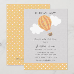 Yellow Hot Air Balloon Baby Shower Invitation
