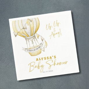 Yellow Hot Air Balloon Baby Shower Napkin