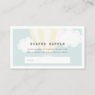 Yellow Hot Air Balloon Diaper Raffle Ticket Enclosure Card