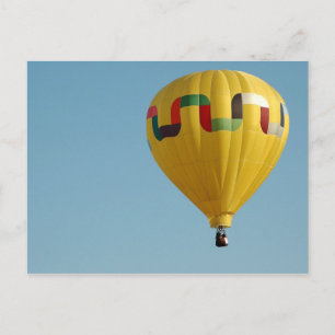 Yellow Hot Air Balloon Vintage Postcard