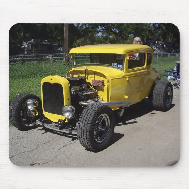 Yellow Hot Rod Mouse Mat (Front)