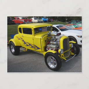 Yellow Hot Rod Postcard