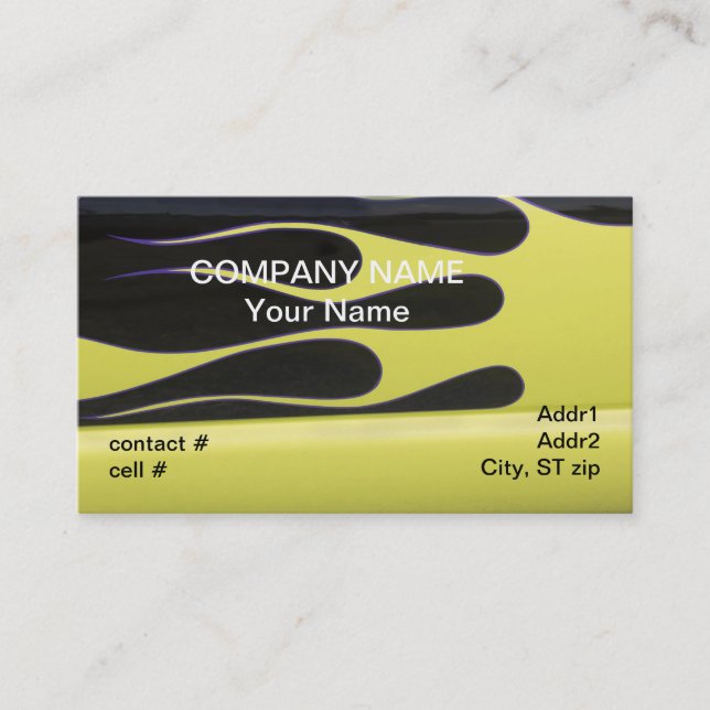 yellow hotrod flames on black business card (Front)