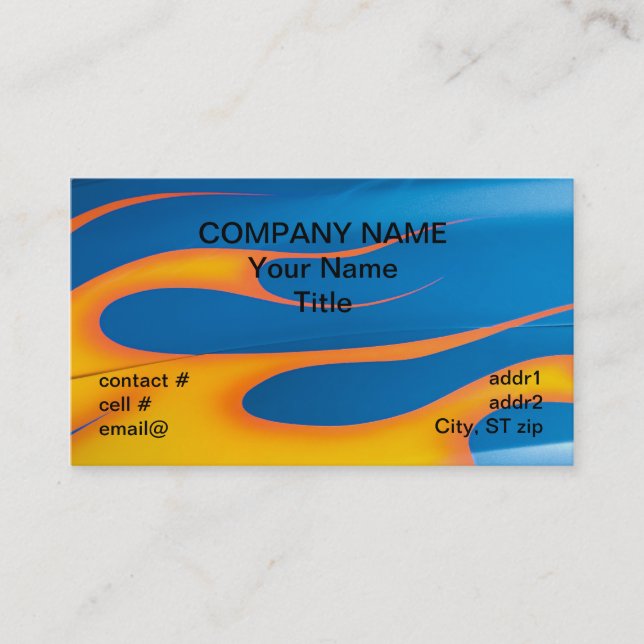 yellow hotrod flames on blue business card (Front)