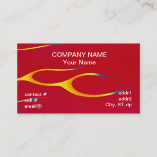 yellow hotrod flames on red business card