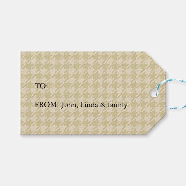 Yellow Houndstooth Gift Tags (Front (Horizontal))