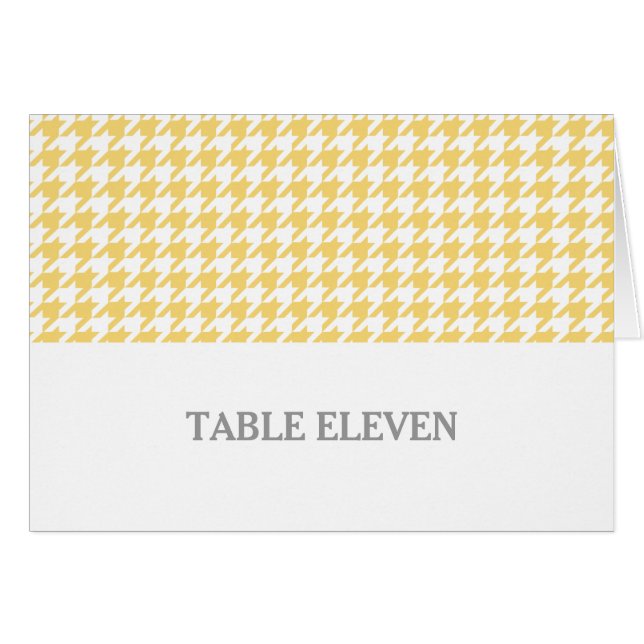 Yellow Houndstooth Table Number Card (Front Horizontal)