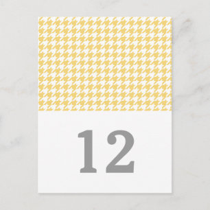 Yellow Houndstooth Table Number Postcard