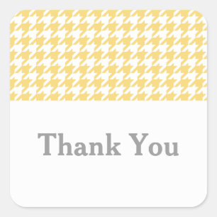 Yellow Houndstooth Thank You Stickers