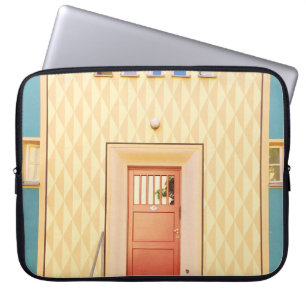 Yellow house illustration laptop sleeve