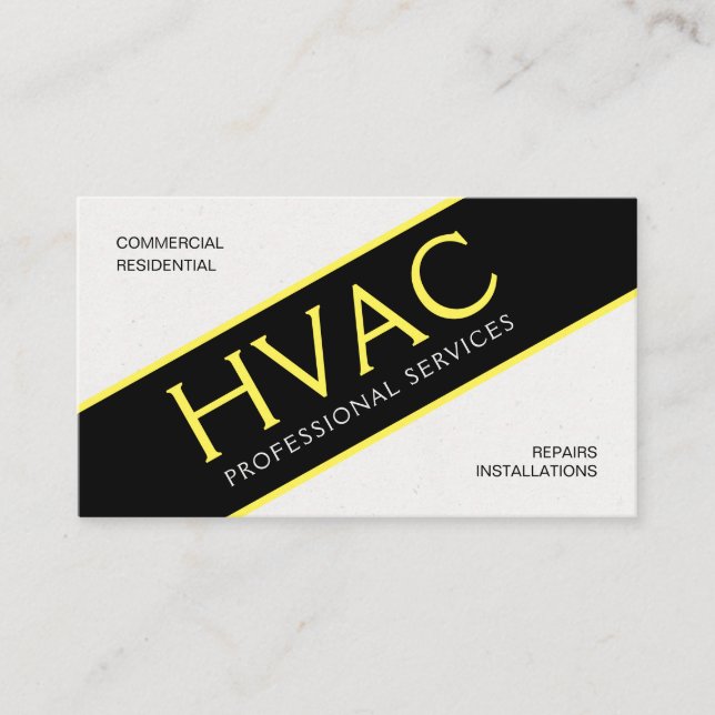 Yellow HVAC Service Business Card (Front)