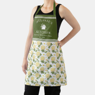  Yellow Hydragea Floral Personalised Kitchen Apron