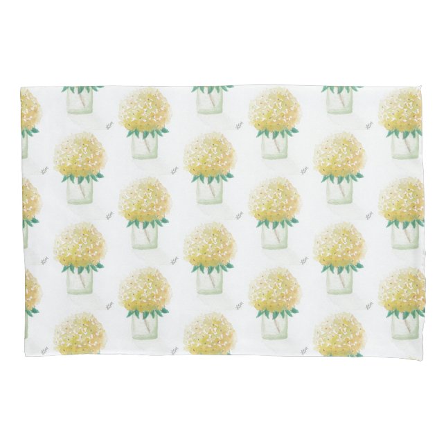 Yellow Hydrangea Pillowcase (Front)