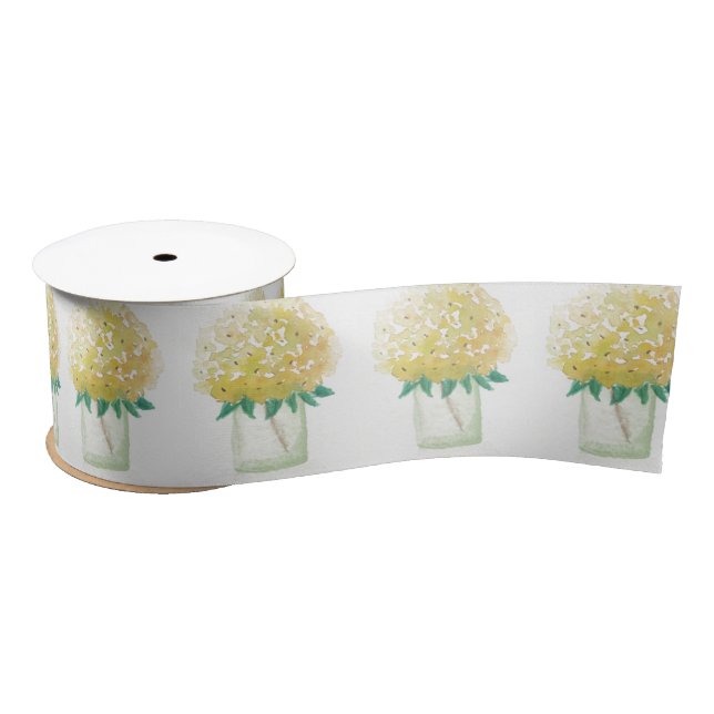 Yellow Hydrangea Satin Ribbon (Spool)