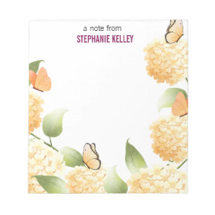 Yellow Hydrangea Watercolor Border Personalised Notepad