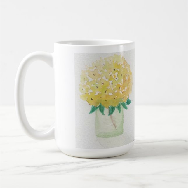Yellow Hydrangeas in a vase Coffee Mug (Left)