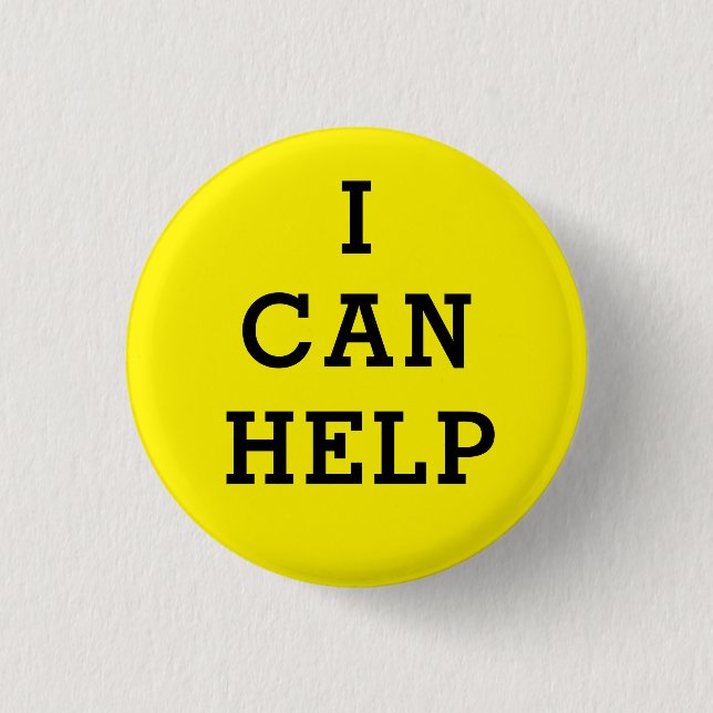 Yellow I Can Help Volunteer 3 Cm Round Badge (Front)
