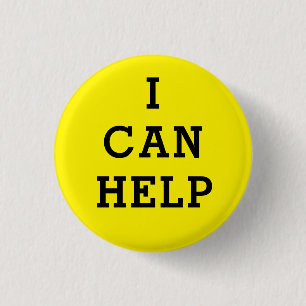 Yellow I Can Help Volunteer 3 Cm Round Badge