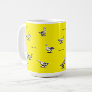 Yellow I Love Ducks Coffee Mug