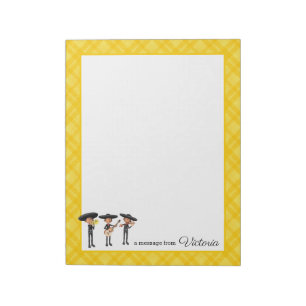 Yellow I Love Plaid Mariachi Band Personalised Notepad