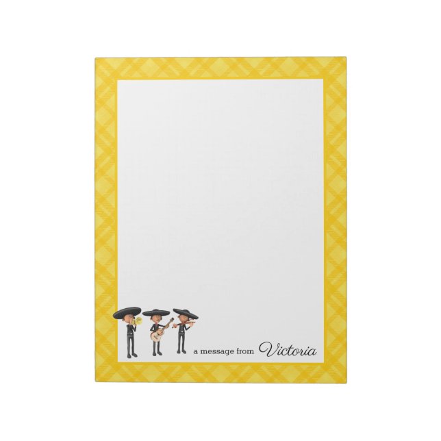 Yellow I Love Plaid Mariachi Band Personalised Notepad (Rotated)