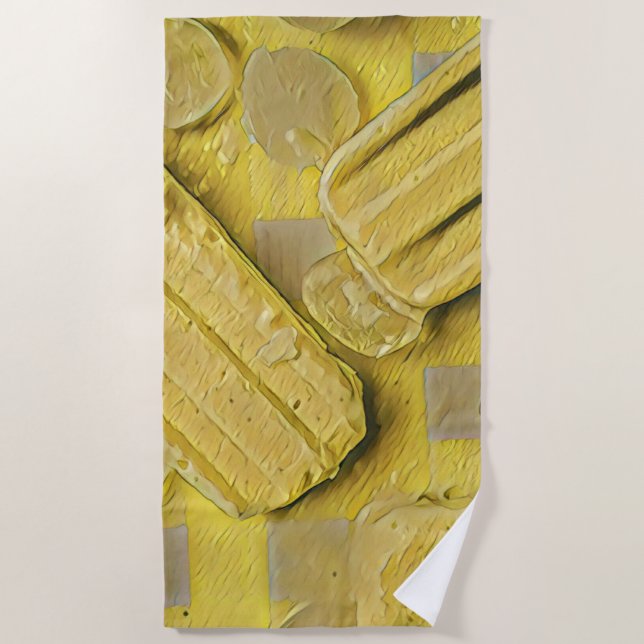 Yellow ice cream cone popsicle beach towel (Front)