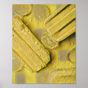 Yellow ice cream cone popsicle poster