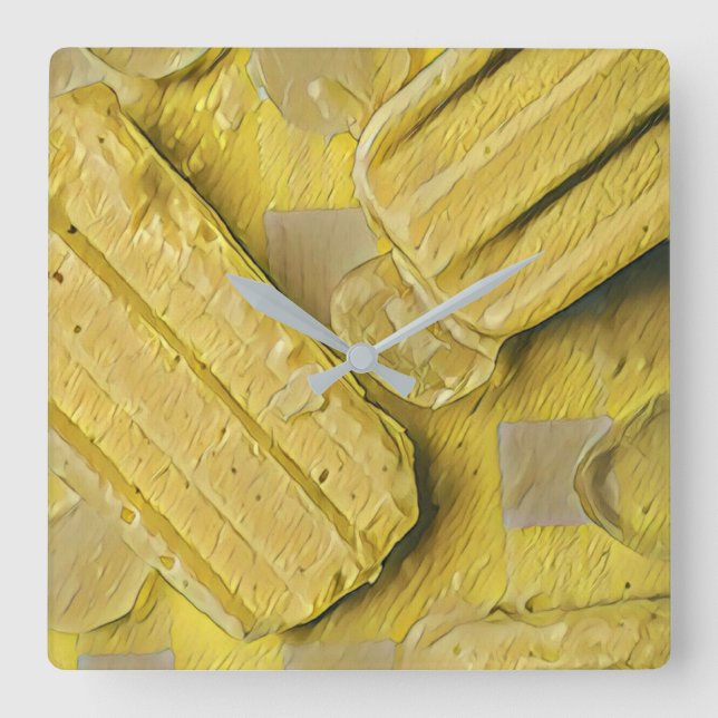 Yellow ice cream cone popsicle square wall clock (Front)