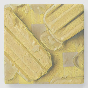 Yellow ice cream cone popsicle stone coaster