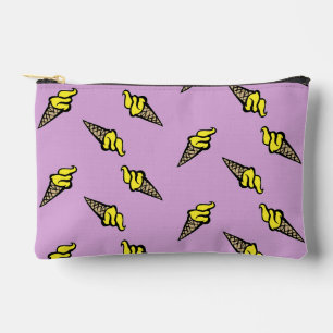 Yellow ice cream on purple accessory pouch