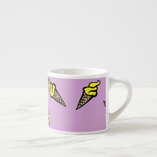 Yellow ice cream on purple espresso cup