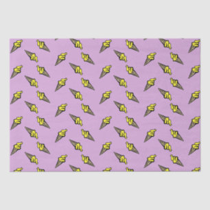 Yellow ice cream on purple tissue paper