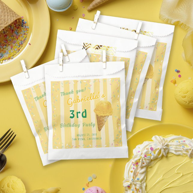 Yellow Ice Cream Sprinkle Summer Birthday Party  Favour Bags (Creator Uploaded)