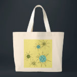 Yellow Iconic Atomic Starbursts Pattern tote bag<br><div class="desc">This Yellow Iconic Atomic Starbursts pattern tote bag features iconic atomic starbursts. That’s right! The old school, yellow colored background with gold speckles is the perfect backdrop for the vibrant turquoise, soothing celery, and kitschy pear green colored circles. The spots of color are sporadically placed in various sizes with overlaying...</div>