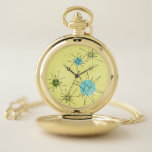 Yellow Iconic Atomic Starbursts Pattern Watch<br><div class="desc">This Yellow Iconic Atomic Starbursts Pattern Watch features iconic atomic starbursts. That’s right! The old school, yellow colored background with gold speckles is the perfect backdrop for the vibrant turquoise, soothing celery, and kitschy pear green colored circles. The spots of color are sporadically placed in various sizes with overlaying black...</div>