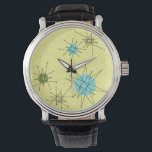 Yellow Iconic Atomic Starbursts Pattern Watch<br><div class="desc">This Yellow Iconic Atomic Starbursts Pattern eWatch Watch features iconic atomic starbursts. That’s right! The old school, yellow coloured background with gold speckles is the perfect backdrop for the vibrant turquoise, soothing celery, and kitschy pear green coloured circles. The spots of colour are sporadically placed in various sizes with overlaying...</div>