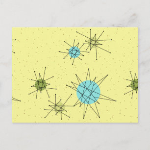 Yellow Iconic Atomic Starbursts Postcard