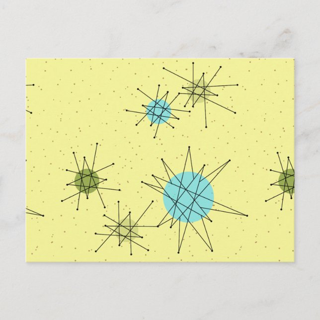 Yellow Iconic Atomic Starbursts Postcard (Front)