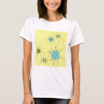 Yellow Iconic Atomic Starbursts T-Shirt<br><div class="desc">This Yellow Iconic Atomic Starbursts T-Shirt pattern features iconic atomic starbursts. That’s right! The old school, yellow coloured background with gold speckles is the perfect backdrop for the vibrant turquoise, soothing celery, and kitschy pear green coloured circles. The spots of colour are sporadically placed in various sizes with overlaying black...</div>