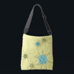 Yellow Iconic Atomic Starbursts Tote Bag<br><div class="desc">This Yellow Iconic Atomic Starbursts Tote Bag pattern features iconic atomic starbursts. That’s right! The old school, yellow coloured background with gold speckles is the perfect backdrop for the vibrant turquoise, soothing celery, and kitschy pear green coloured circles. The spots of colour are sporadically placed in various sizes with overlaying...</div>