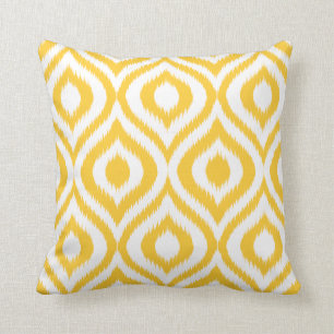 Yellow Ikat Classic Geometric Ethnic Print Cushion
