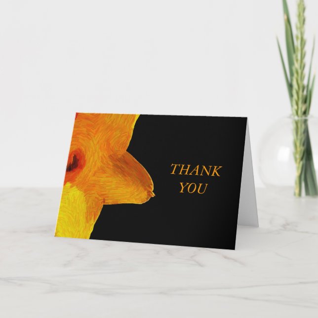 Yellow Impressionist Daffodil Thank You Note Card (Front)